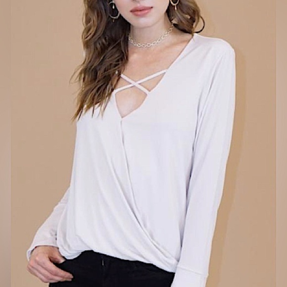 LILIAN- Women’s Criss-Cross Surplice Top- Large